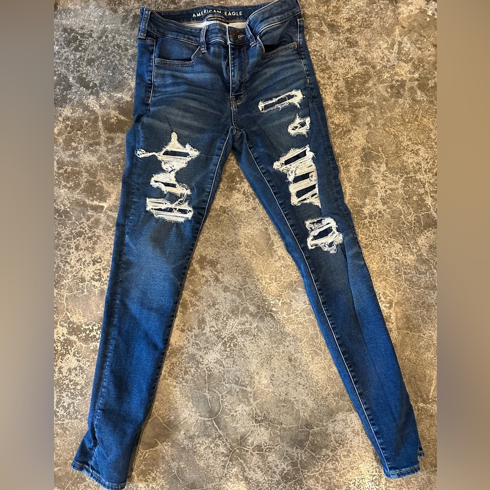American Eagle Outfitters Ripped Blue Jeggings